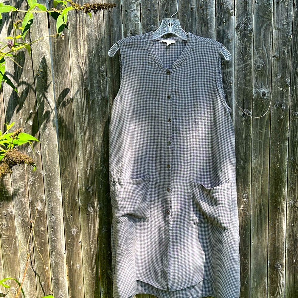 Eileen Fisher Organic Linen Shift Dress Gray  Size PL (Petite Large)